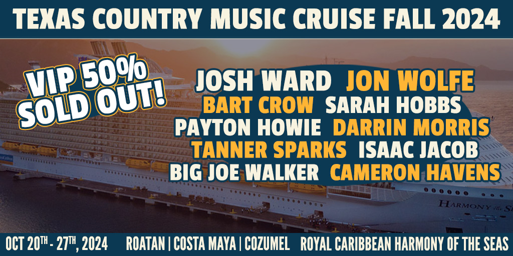 VIP tickets going fast! Get exclusive seating at our big shows, and access to additional performances and a VIP party with a chance for photos with our artists. It's the best way to experience TCMC! texascountrymusiccruise.com #texascountry #reddirt #countrycruise