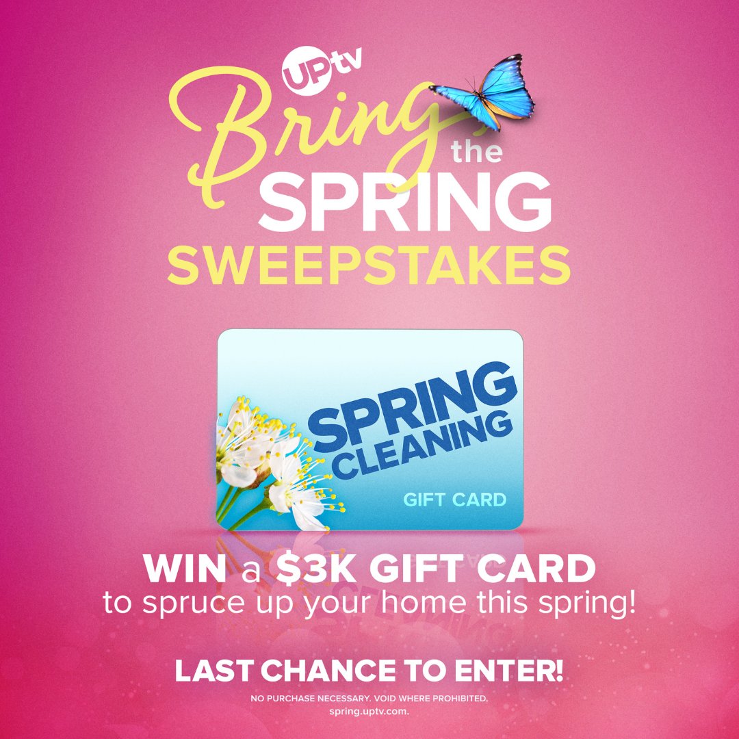 🌼✨ Last Chance! UPtv's #BringTheSpring sweepstakes is wrapping up! Don't miss your chance to win a grand prize of a $3,000 gift card or one of the $500 prizes to brighten your spring. 🌞🎁 👉 bit.ly/bringthespring