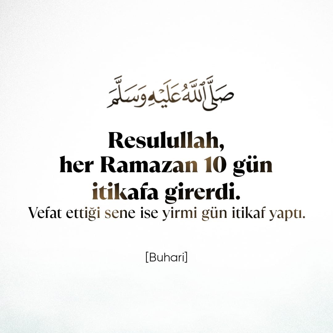 Ramazan bir mekteptir. Bu mektepte artık son dersin zili çalıyor. Haydin beraatimizi almak için mescidlerde secdeye/duaya/yakarmaya…

Şimdi Vakit itikafVakti
#RamazanRuhunuYaşat