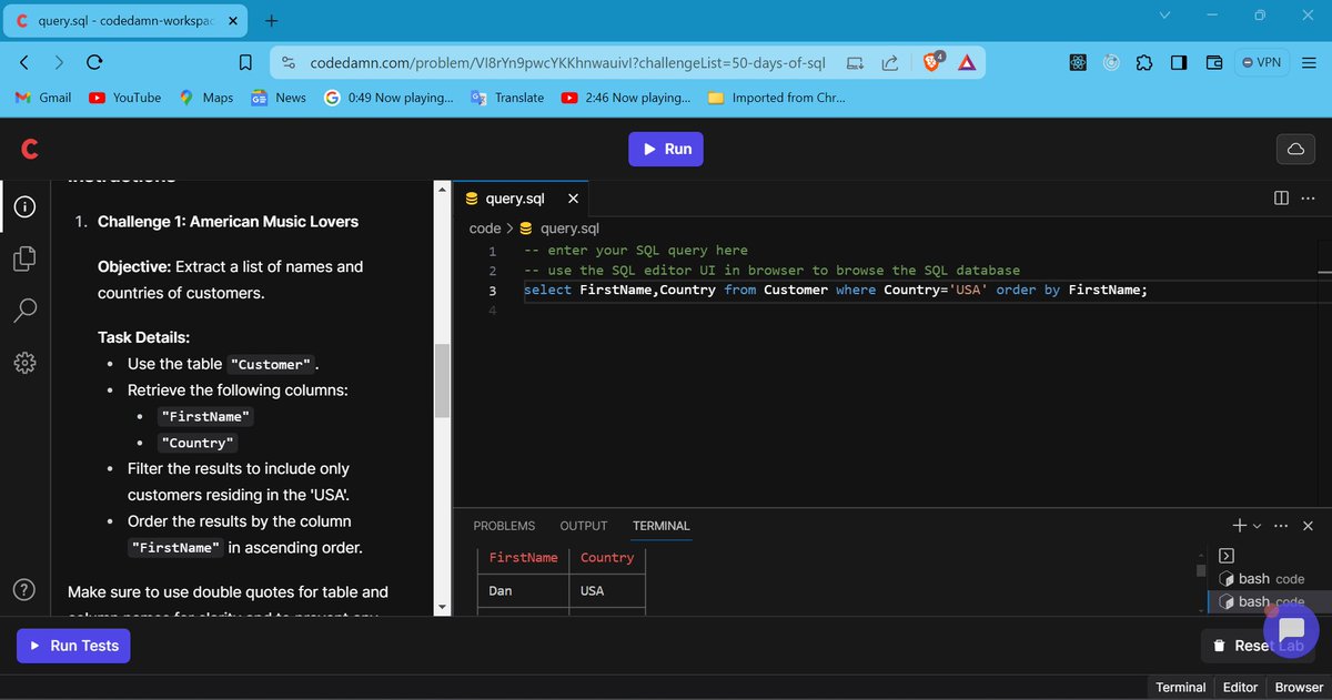 RudraSankha's tweet image. Day 7 of #50daysofsql in  @codedamncom 
#codedamn