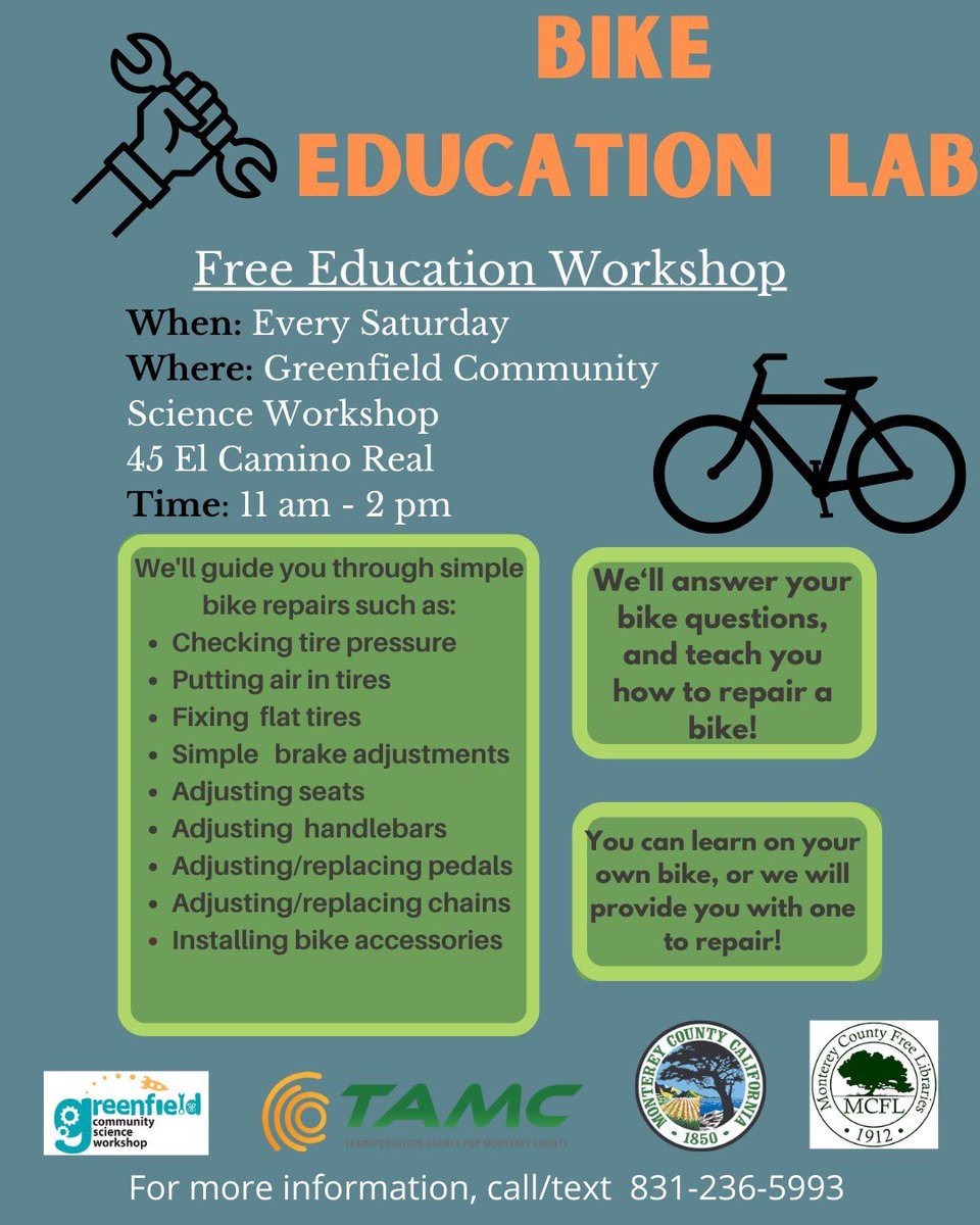 greenfieldcsw's tweet photo. 📢 Announcement! 🚴‍♂️ We've switched our bike lab day to Saturdays. Take a look at the flyer above to learn more.

📢 ¡Anuncio! 🚴‍♂️ Hemos cambiado nuestro día de laboratorio de bicicletas a los sábados. Echa un vistazo al folleto de arriba para obtener más información. https://t.co/Mjf97xfOFH