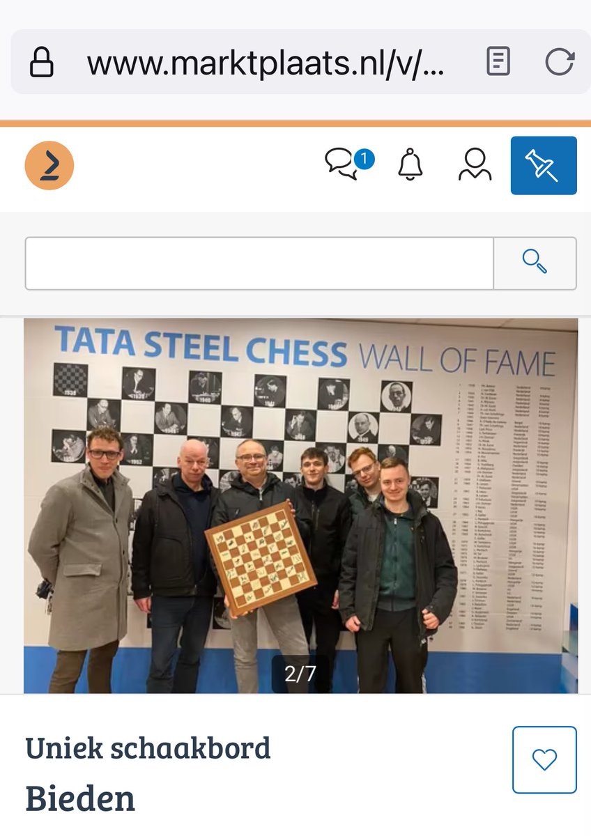 Schaakclub EGS verkoopt schaakbord met alle handtekeningen van @tatasteelchess  bij opbod. Dit, ter herinnering aan Pieter Couwenberg en in het kader van schaken tegen kanker. Teller staat al op €777,77 ! Wie biedt meer?