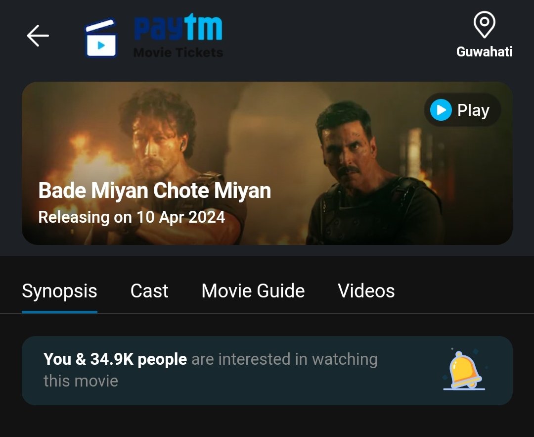 31/03/2024:
12 AM UPDATE: 
BMS INTEREST - 69.8K
Paytm interest - 34.9K
Hurray #BMCM popularity on Rampage mode😅
People are saying we are ready to face the 'PRALAY' on Eid 10th April in cinemas only
#BadeMiyanChoteMiyanTrailer 💥
#BadeMiyanChoteMiyanOnApril10