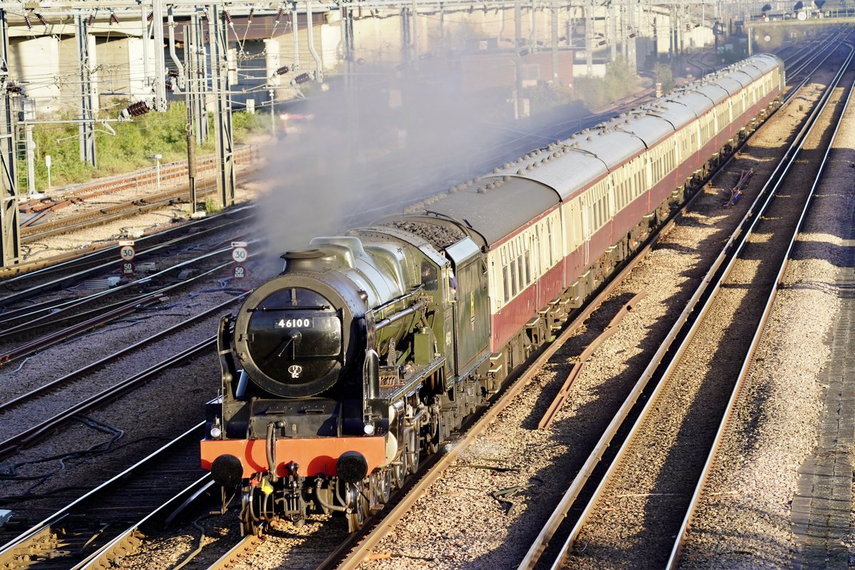 LMS Royal Scot Class 6100 Royal Scot approaching Ashford International from Folkestone on Saturday 30th March 2024 on a rail tour from Poole to Canterbury. #46100 #royalscot #ashfordinternational