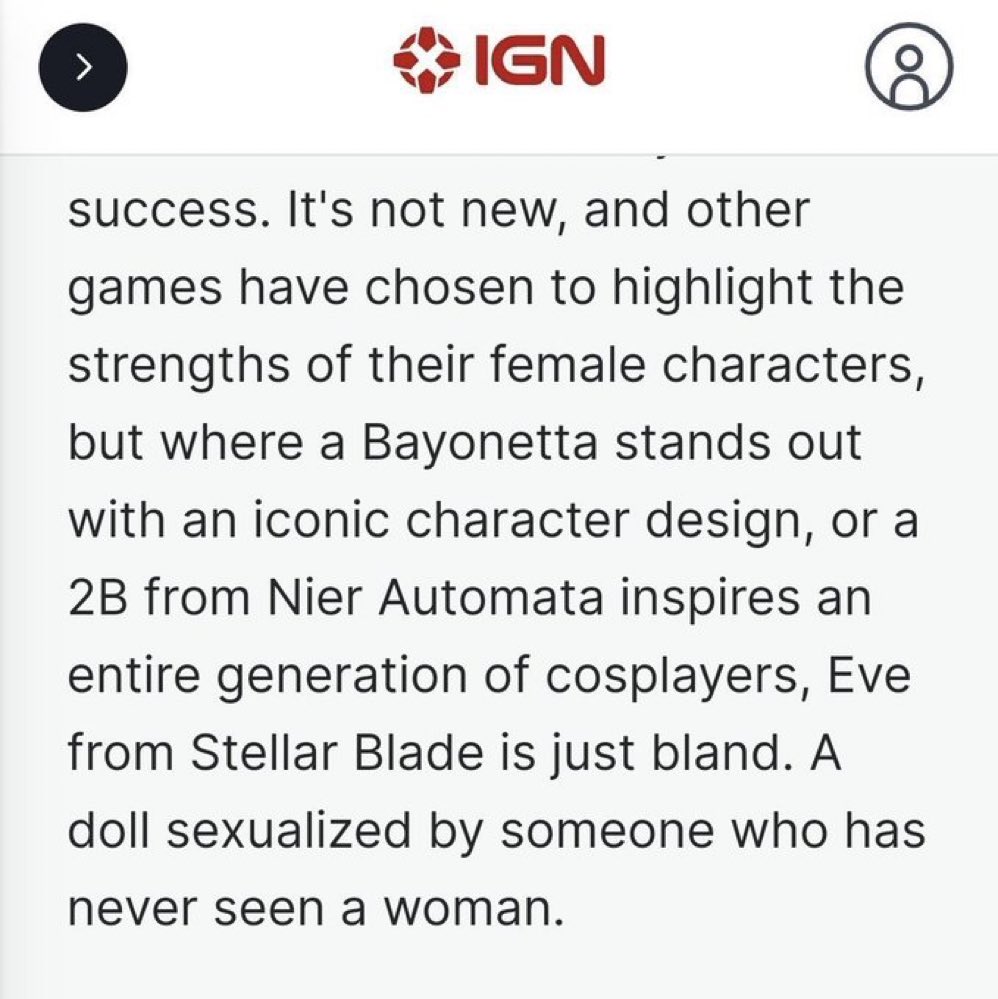 Current gaming media in a nutshell! I’m so glad PlayStation funded Stellar Blade. It’s success will definitely question the dire necessity where Western devs are forced to make women characters less attractive. I want the fearless era of 90’s gaming, back. Gamers will speak