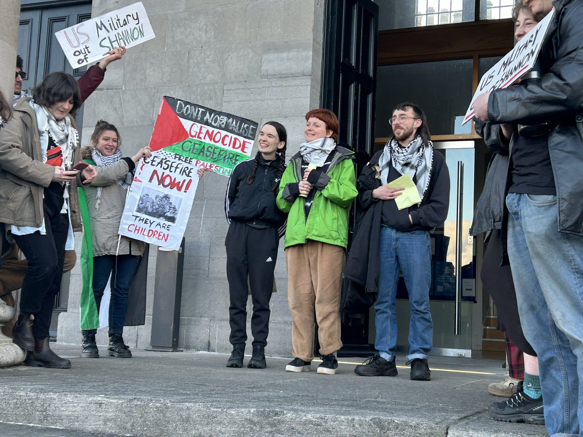 #TheShannon3 are out from Nenagh District Court, posted bail, we can’t leave them alone, we must keep the pressure up to get #USMilitaryOutOfShannon - #STOPGENOCIDENOW @shannonwatch @Galway_ipsc