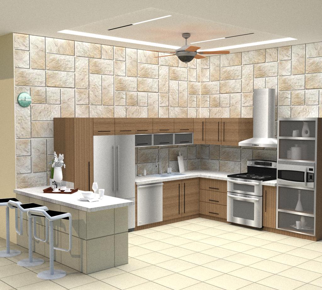 تصميم مطبخ امريكي بسيط