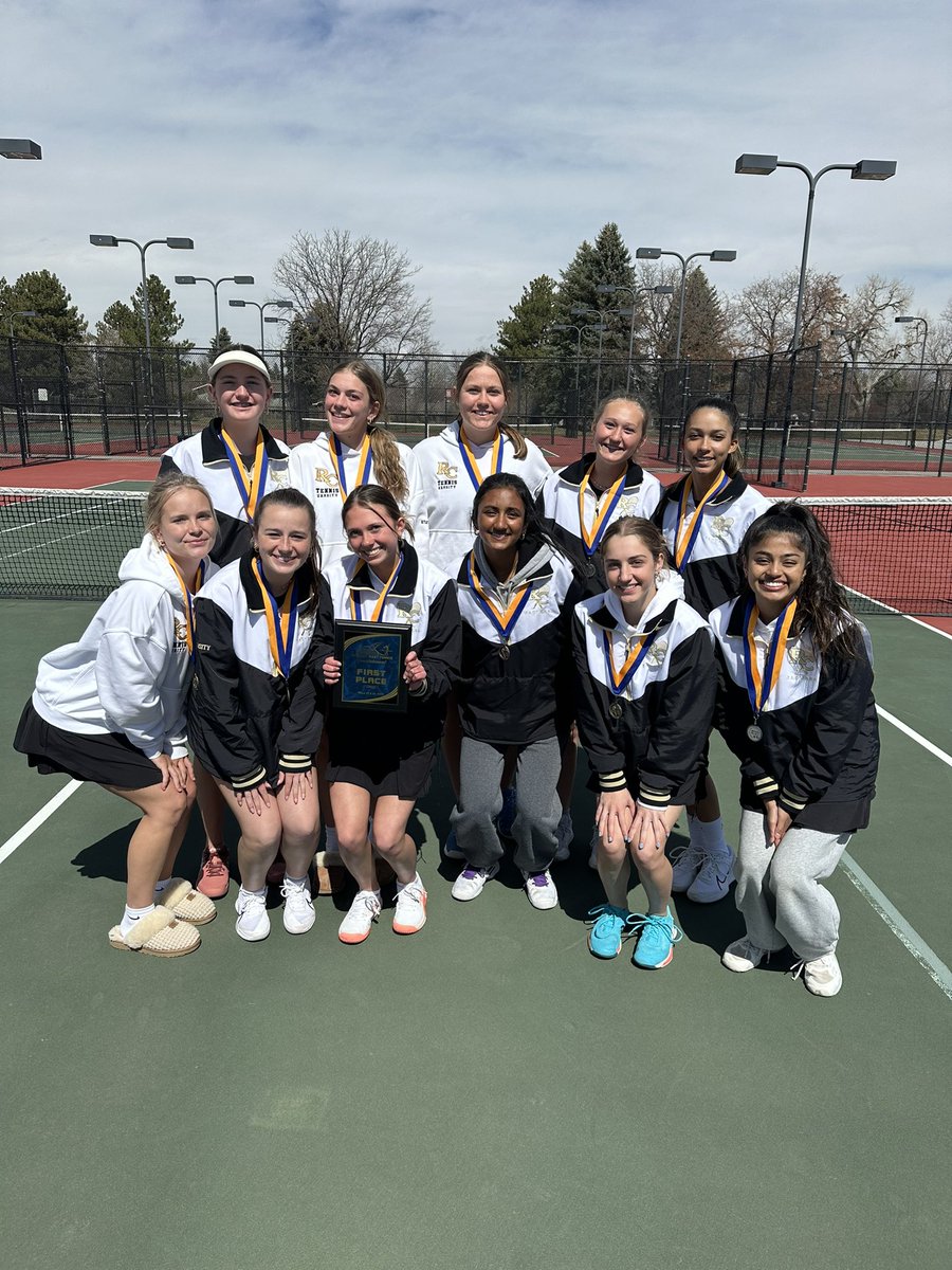 CHAMPION JAGS!!! Girls tennis earns 1st place overall at the Greeley West Invite with three 1st place finishes, three runner up finishes, and one 3rd place finish. Let’s GO!!!!! @RockCanyonHS @RockCanyonAD