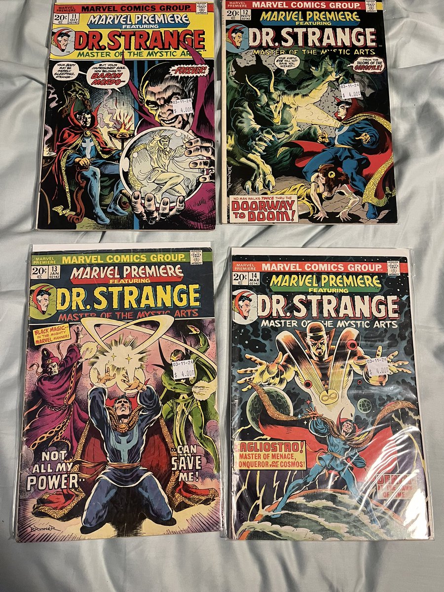 New back issue pick up! Marvel Premiere #11-14 by #SteveEnglehart and #FrankBrunner. A lot of older readers have told me these two are AWESOME on #DrStrange so this will be fun.