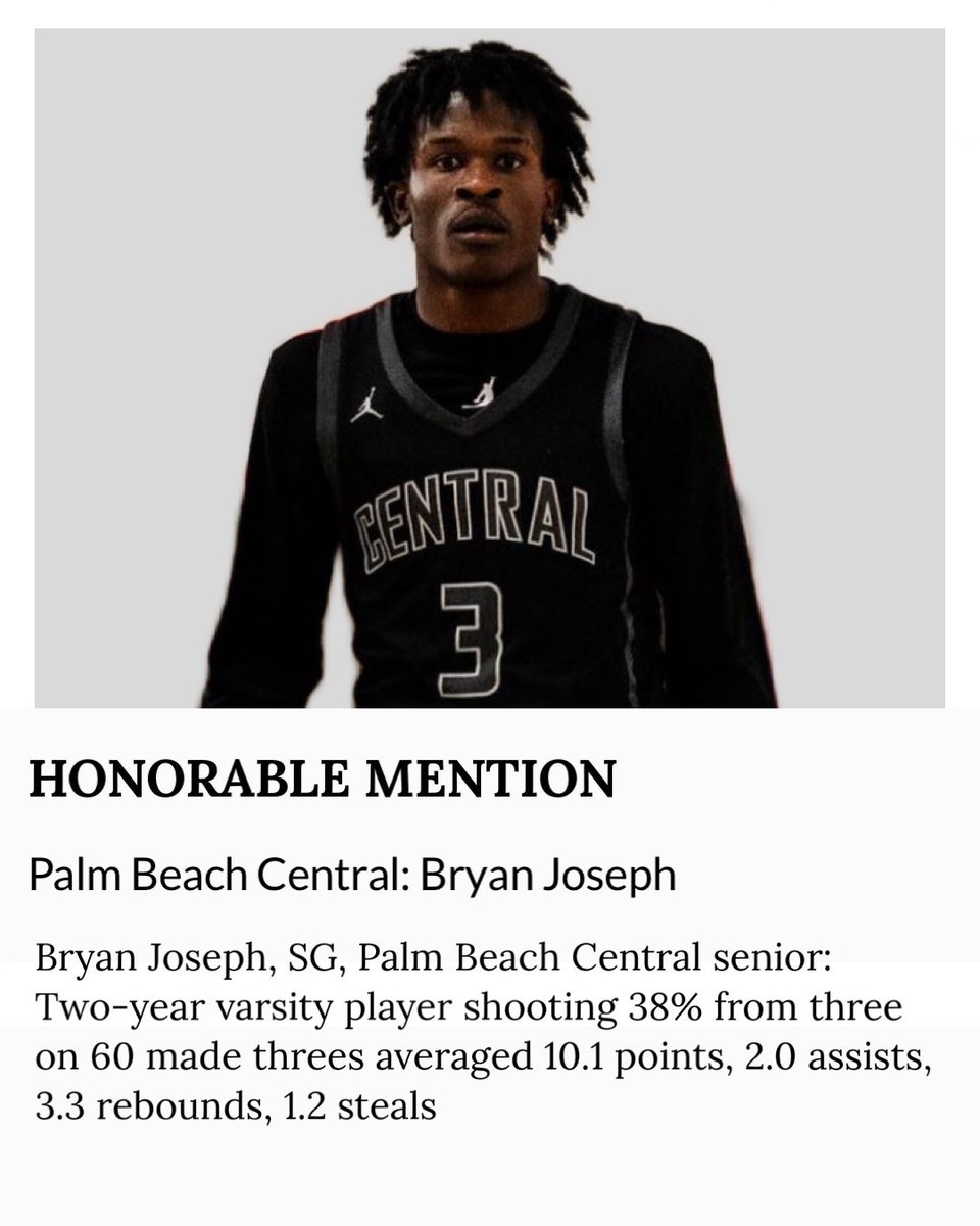 Congratulations to Senior Matthew Puodziukaitis for being named to @SunSentinel First Team All-Area. Congrats to Senior Bryan Joseph on being @SunSentinel All-Area Honorable Mention. @pbcathletics @PBCBBallForum #NewEra #BroncoNation