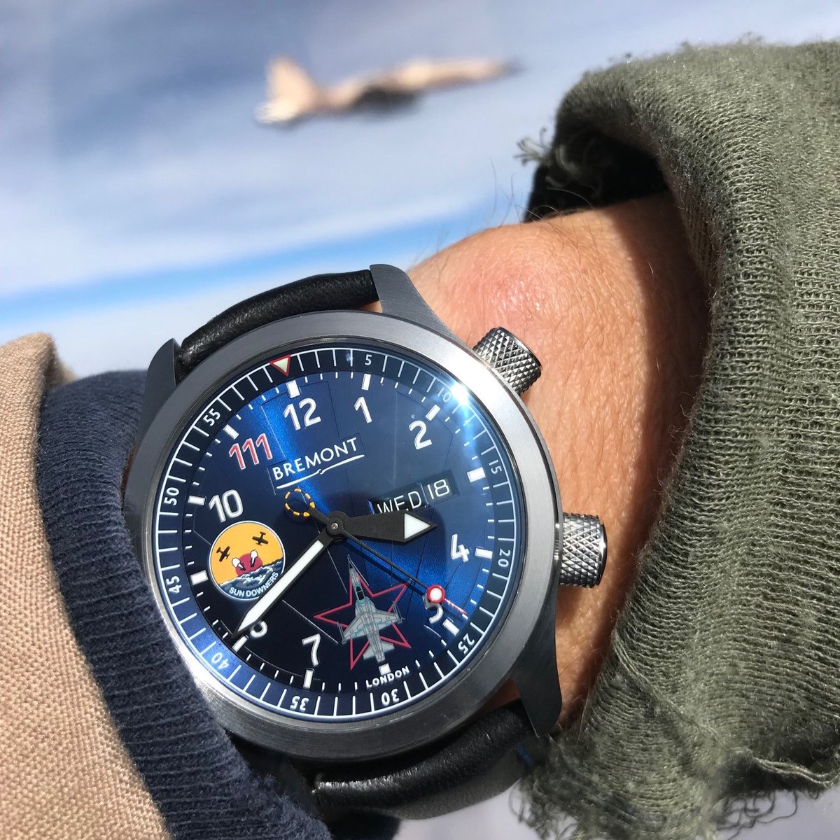 Spot the details behind the limited production Bremont MBII VFC-111 watch. Featuring their iconic nickname and crest, this timepiece is available exclusively to current or former VFC-111 members. To enquire, contact military@bremont.com. #Bremont #USNavy #SunDowners