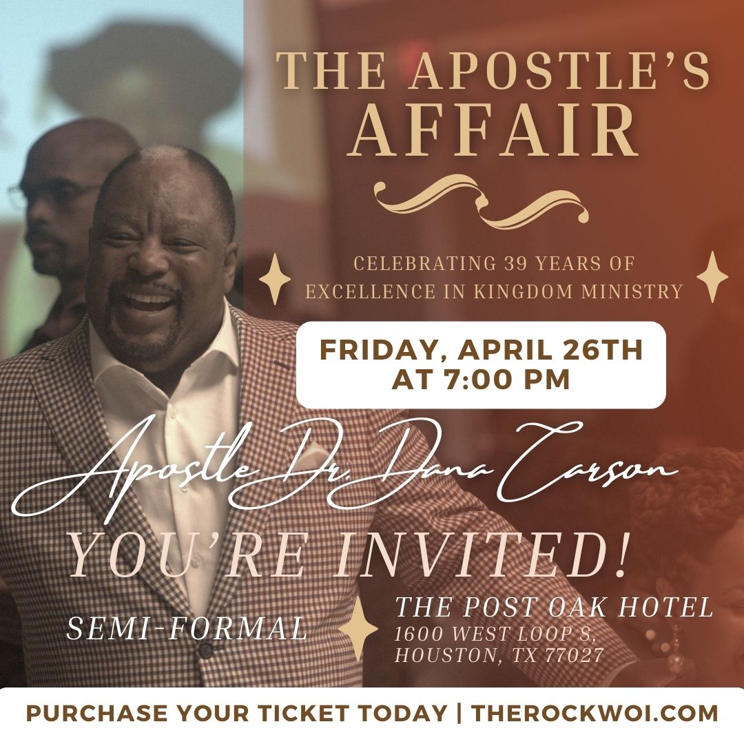 Mark your calendars and extend the invitation to your loved ones! Join us as we come together to rejoice in 39 years of inspiration, guidance, and unwavering faith at the Apostle's Affair! Regular registration ends on April 13th - therockwoi.com/apostles-affai…