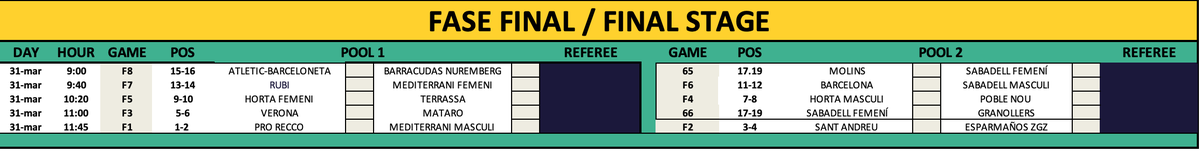 MODIFICACIÓ DELS HORARIS FINALS

Avisem a tots els equips que s'han adalantat els partits de l'última jornada!

Així queda el calendari i els creuaments finals.