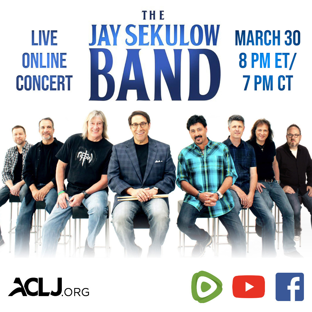 Tonight the Jay Sekulow Band is LIVE, bringing you the songs you know and love. Tune in on Facebook, X, YouTube, Rumble, and at ACLJ.org. The concert is live TONIGHT at 8 PM ET/7 PM CT.