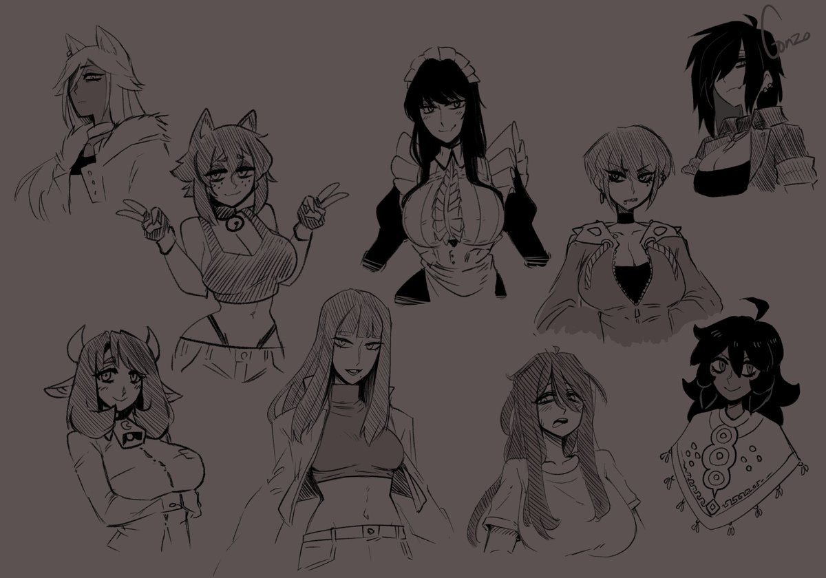 Mixed Fanart sketches of various people's OCs to cap off March