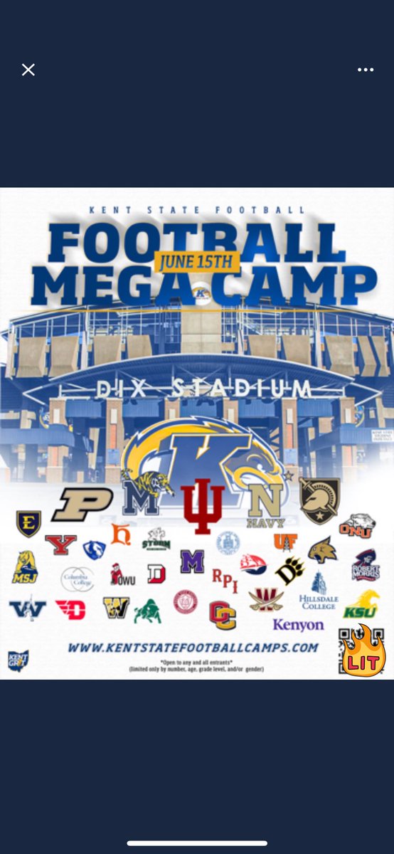 Blessed to receive a invitation to showcase my talents at the(Kent Sate football Mega Camp)🔥this upcoming June 🏈‼️Thanks <a href="/keegan_linwood/">Keegan Linwood</a>