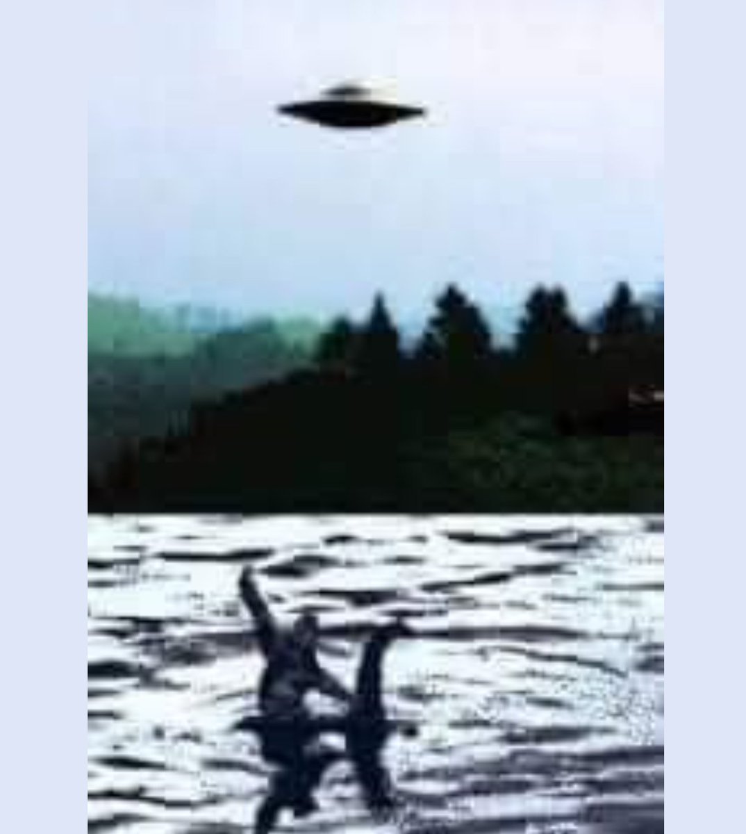 A rare blurred photo of a UFO hovering over Big Foot riding on the Loch Ness Monster. #enjoy #PoliticsToday