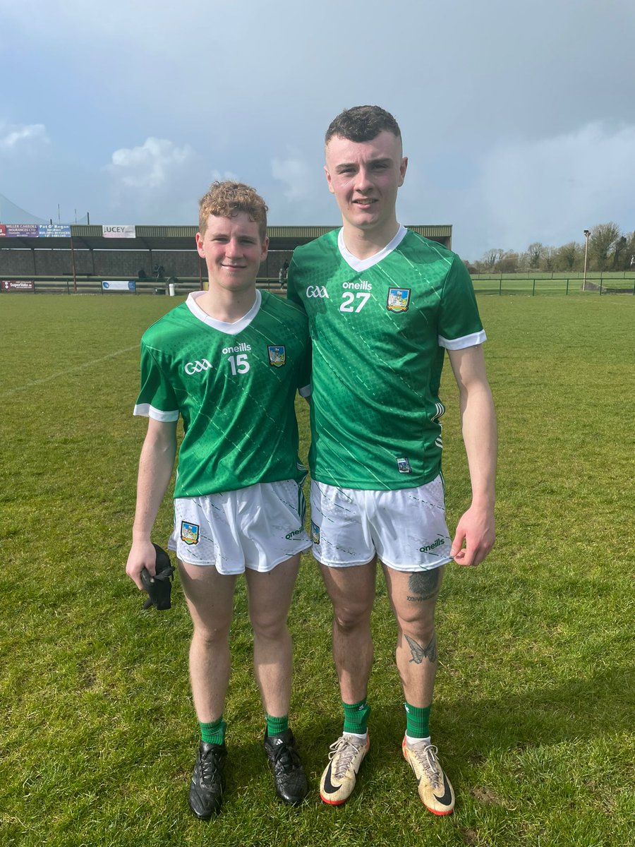StPatsGAALimk's tweet image. Well done to St Patrick’s Shane Cross, who started half forward  and Josh McCarthy who played at midfield in the Limerick  U20 Munster Football Championship  clash with Clare today  in Ballyagran.

Great to see St Patrick's  men representing their county💚🤝