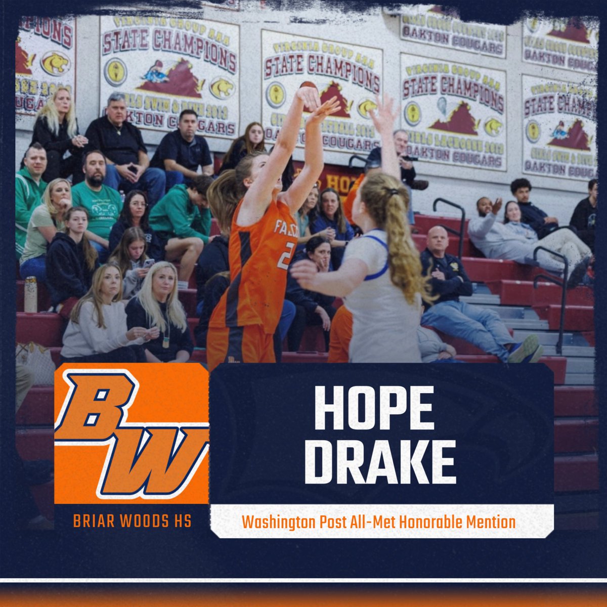 BWHSGirlsBball's tweet photo. One final accolade for @HopePip24 !What a career for an amazing student-athlete! 🧡💙

4x 1st Team All District
4x 1st Team All Region
3x WaPo All Met
2X VHSL Class 5 All State
Potomac District POY
VHSL 5D Region POY
VHSL All Time Record for Consecutive FTM
BWGBB All Time Scorer https://t.co/QkzxHexgCs