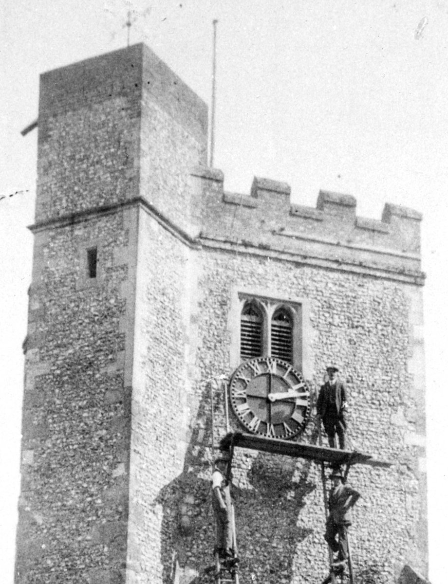 Clocks go forward 1 am tomorrow (Sunday)

Pic: clock at St Mary and All Saints' Church, #Droxford in the #MeonValley with Leonard Westbrook and others repairing and regilding it (1927) (Kenneth Ward Collection: HRO 217M84/37/34)

#hampshirearchives #HampshireHeritage #towerclocks