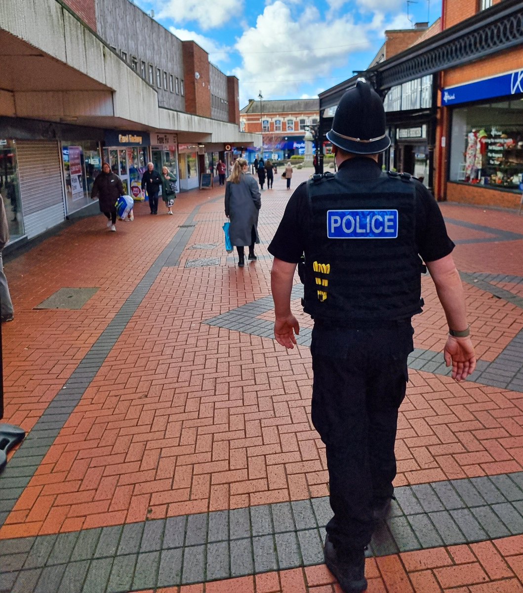 CANNOCK; Today we continued our patrols in Cannock Town Centre as part of Operation Saltmine. Nice to see so many locals enjoying the town centre and visiting local businesses. These patrols are ongoing so if you see us, please say hello! 👮‍♂️👋 #OpSaltmime #Cannock #Police