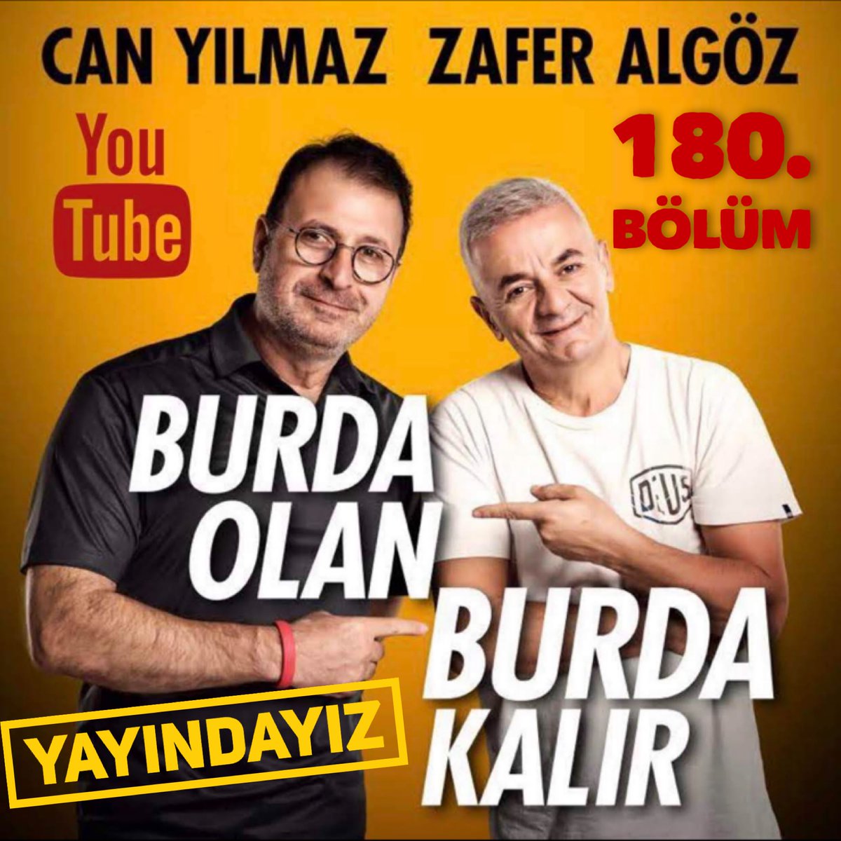 🚀‼️ YENİ ‼️🚀 #burdaolanburdakalır 180. Bölüm yayında seyretmek için tıkla, 👇🏼👇🏼👇🏼👇🏼 youtu.be/aecUQ8qShkQ?si… Kanalımıza abone olmayı, yorum yapmayı ihmal etmeyiniz… @zaferalgoz @onerovic @tokyoph0ne #thesakal