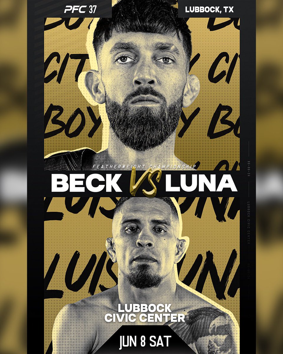 June 8th we’re bringing the new era of combat sports to Lubbock, Tx 🔥 Don’t miss PFC Featherweight Champion, Chance Beck defend his title against Lubbock native, Luis Luna Tickets are on sale now! (Link in bio) tix.axs.com/kLyHLgAAAAAUmQ… #peakfighting #championship #pfc