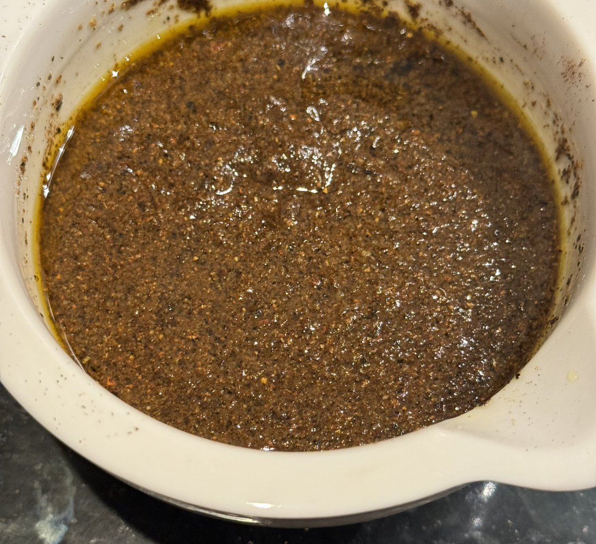 I’m doing Shuwa- 48 hour spiced lamb-  from the book by <a href="/dinamacki/">Dina</a> which was gifted to me by a friend of hers. It’s a rare day when I follow a recipe but this cuisine is unknown to me so here goes. 

This is the marinade.

Her book is shot through with wonderful recipes. Get it!