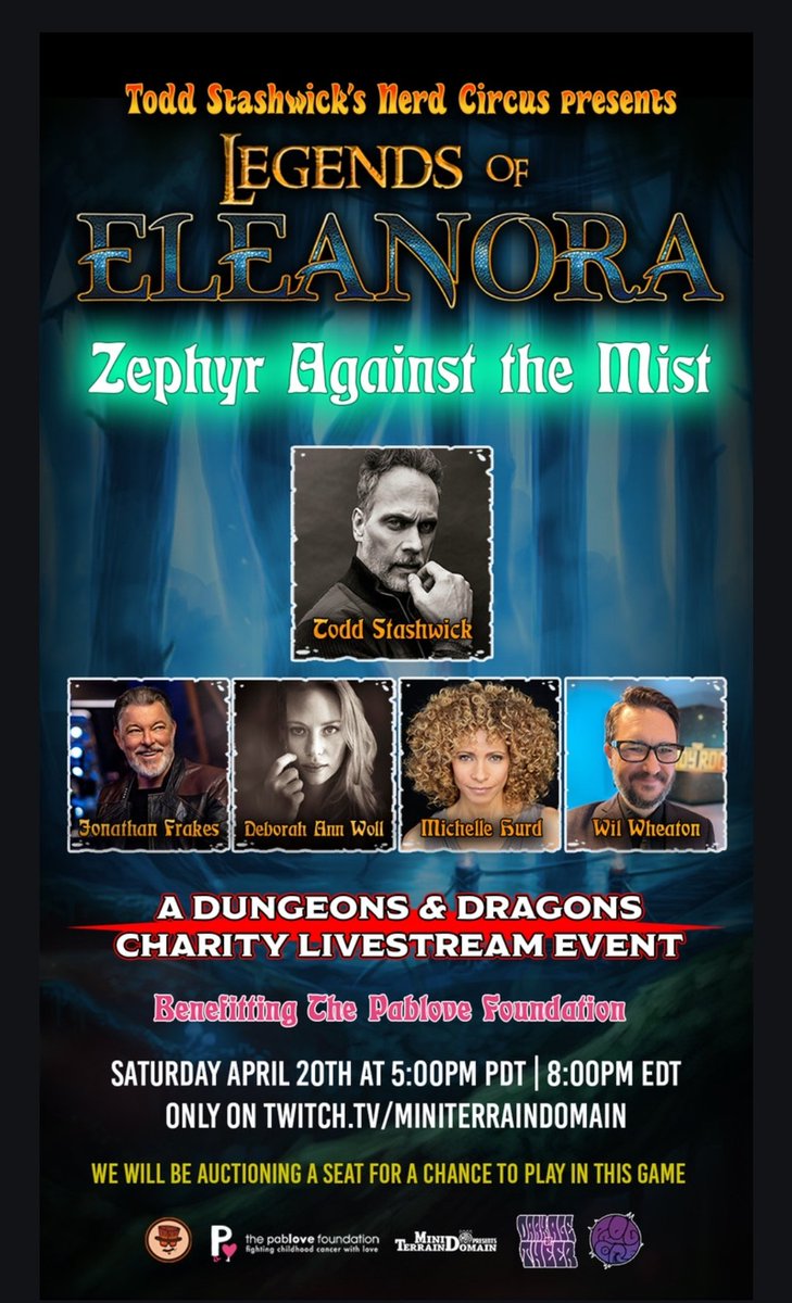 I’m going forces with @pablove to fight Childhood cancer! Wanna join me in a livestream playing #Dungeonsanddragons with my friends? Go here and bid on a seat! Bidding is now live! tinyurl.com/msu4px6p @ToddStashwick @jonathansfrakes @DeborahAnnWoll @wilw