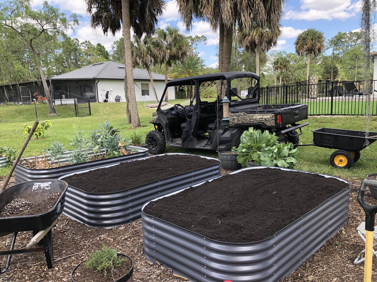 New beds to replace my small rusty ones ❤️ Next winter I’ll have enough broccoli to feed us for a year. 
#FloridaGardening 
#GardeningX