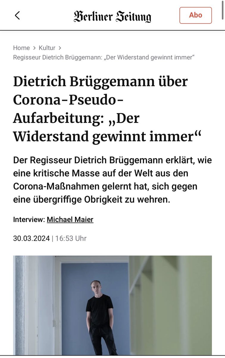 „Der Widerstand gewinnt immer.“ Im vielschichtigen Interview mit der @berlinerzeitung spricht @dtrickb über die Corona-Politik, die Gesellschaft und die Zukunft: „…#Fehlerchen gemacht! Was da passiert ist, war vollkommen irrsinnig, und das werde ich bis an mein Lebensende auch…