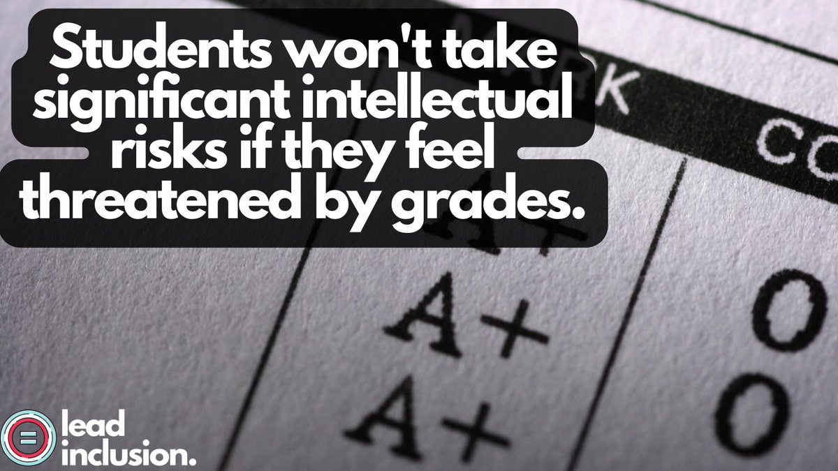 💡 Students won't take significant intellectual risks if they feel threatened by grades. Let's encourage growth through conversations and feedback instead. #LeadInclusion #EdLeaders #Teachers #UDL #SBLchat #TG2Chat #ATAssessment #TeacherTwitter