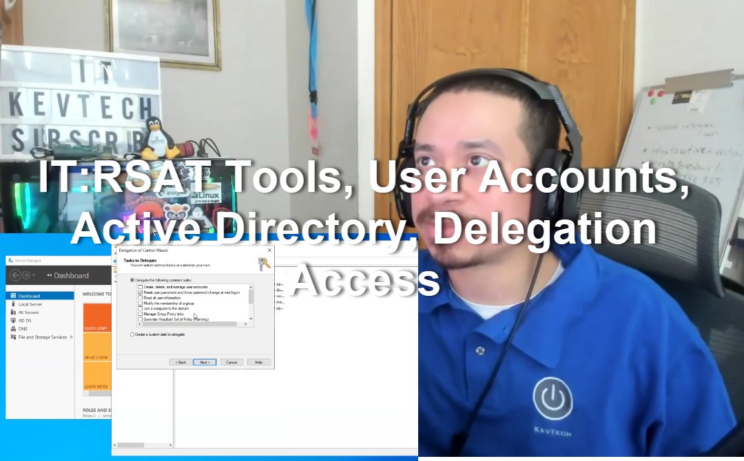 IT:RSAT Tools, User Accounts, Active Directory, Delegation Access
#itsupport #itsupportspecialist
#helpdesk #helpdesksupport
#microsoft
#activedirectory
#rsat #servers
#servermanager
#servermanagement
#comptia
#servicedesk
#desktopsupport #desktopsupportechnician