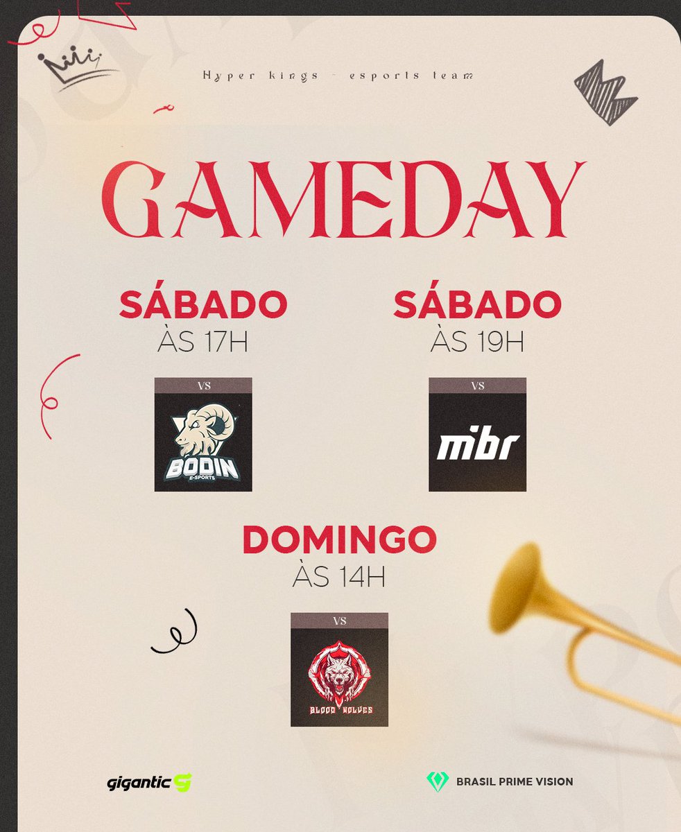 HyperKingsOFC's tweet photo. Dia de Jogo na Brasil Prime Vision! ⚡
Daqui a pouco vamos jogar a BPV contra Bodin e ás 19h ainda hoje nosso jogo é contra MIBR!😮
Mas ainda não acabou, amanhã domingo vamos enfrentar a @bwolvesgaming as 14h!
#ReisdoRift #HyperKings #HKS #leagueoflegendsbrasil #bpv https://t.co/INsHHsPG4I
