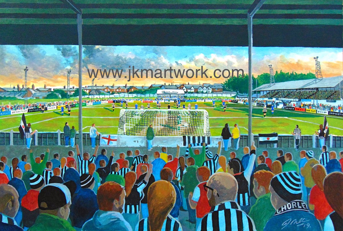 hi @jamievermiglio @MagpiesTrust @GriffLemon @Hayles_D @ChorleyFCFans  painting ive done of #chorleyfc #victorypark  ,prints are just £15 a3 size @ jkmartwork.com RT's appreciated