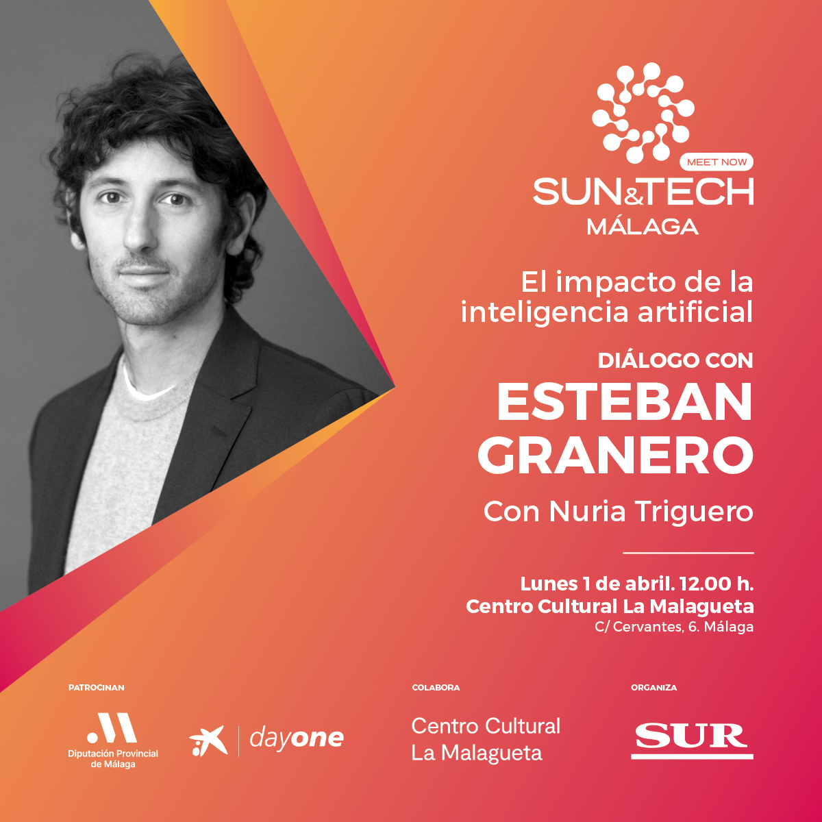 DiarioSUR's tweet photo. 🚀 #SUNANDTECHMEETNOW!
🖱️ Charla con @eGranero11, CEO de @olocip_lab, sobre el impacto de la IA. Presenta @nuriatriguero 🤝 Patrocinan @diputacionMLG y @CaixaBank #DayOne.
📆 Lunes 1 de abril, 12 horas. En el @CC_LaMalagueta. 🎟️ Entrada libre ➡️ https://t.co/76AHVpFcF8 https://t.co/WsbvuVT0D0