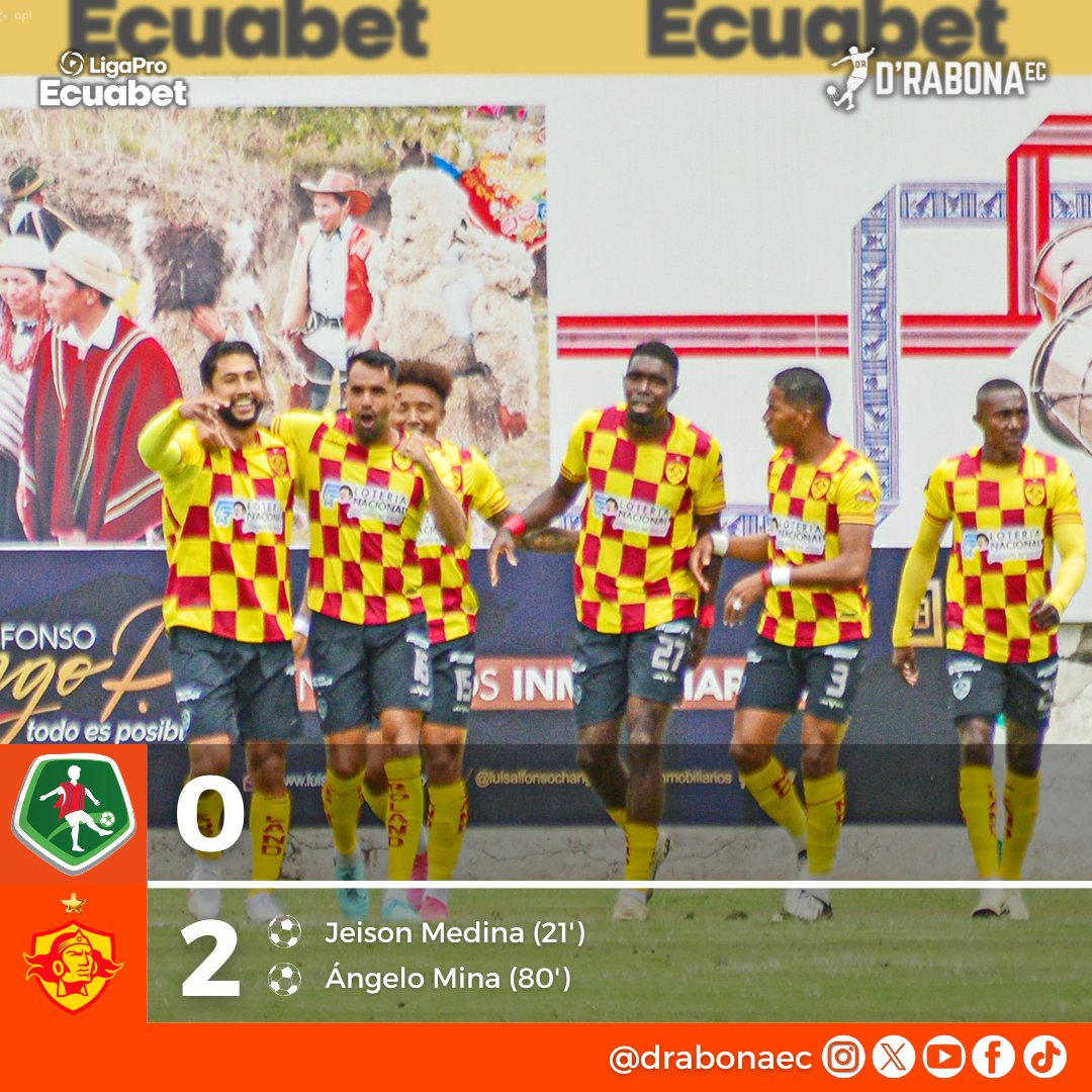 drabonaec's tweet photo. ¡𝐏𝐀𝐏Á 𝐌𝐀𝐍𝐃𝐀!

Aucas sale de Echaleche con una gran victoria 2-0 ante Mushuc Runa y trepa al primer lugar de la tabla. 🟡🔴🔥

El conjunto Capitalino sigue en gran momento y sumó tres puntos de visita. ⚽️💪🏼🏟 https://t.co/VoBh3l50Hm