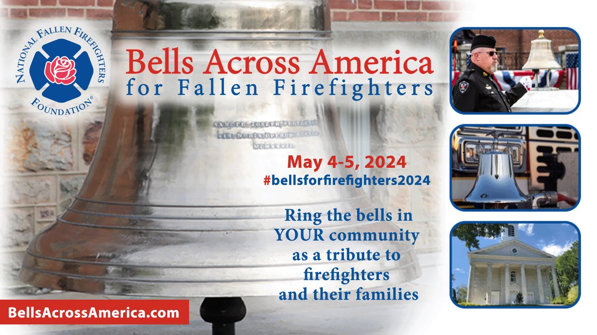 NFFF is asking communities, fire service organizations, and religious organizations to help us honor our fallen firefighters by participating in Bells Across America for Fallen Firefighters on May 4-5. Learn more: weekend.firehero.org/events/memoria… #firehero