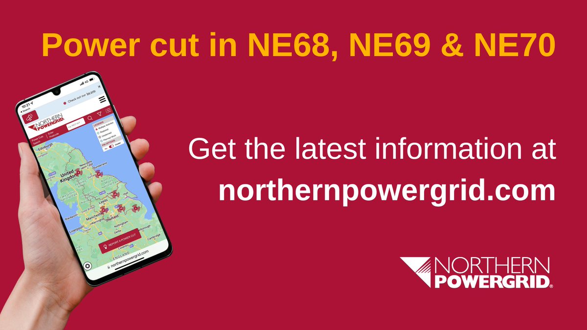 Northpowergrid's tweet photo. Hi to customers in #NE68, #NE69 & #NE70. #TeamPowergrid have most customers’ power restored in your area and we are working hard to get the power back on for all remaining customers by 8.30pm. Thank you for your patience. https://t.co/kCC6hzqmk8
