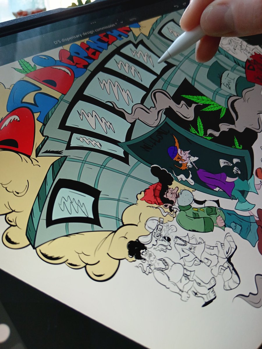 CanoYannick222's tweet photo. Hello my stonerfam! π¬π¬ββπποΈExited to show you the progress of that weed art commission ποΈποΈ
Are you also queuing in front of the door to get your best weed products?
#dispensary #weedart #maryjane #smokingshop #commissionsopen #cartoonweed #smoke #chronics #cartoonstyle#art https://t.co/jyK63kUhj5