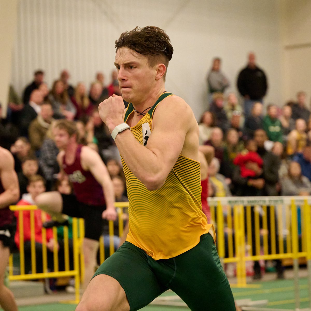 NDSUTrackField's tweet photo. Freshman Trey Heinrich clocked a personal-best 14.38 in the 110m hurdles at Texas State, just missing a spot in the NDSU all-time Top 10. https://t.co/7Ct5BCS11l