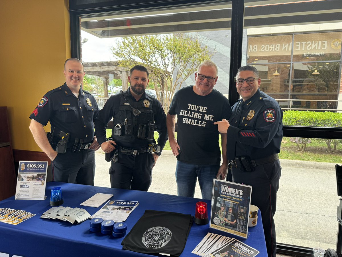 It was a beautiful morning for Coffee With A Cop! We enjoyed meeting new friends from our community. Thank you to everyone who stopped by to say hello. Special thank you to Einstein Bros. Bagels (3320 E Hebron Pkwy, Carrollton, TX) for being such fantastic hosts!