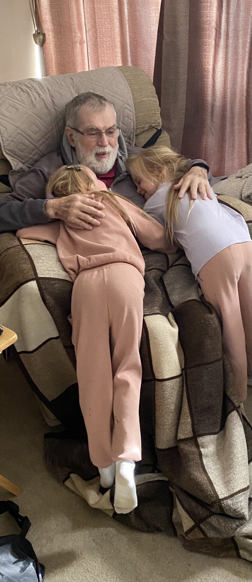 My girls were happy to see Grandpa out of hospital finally!