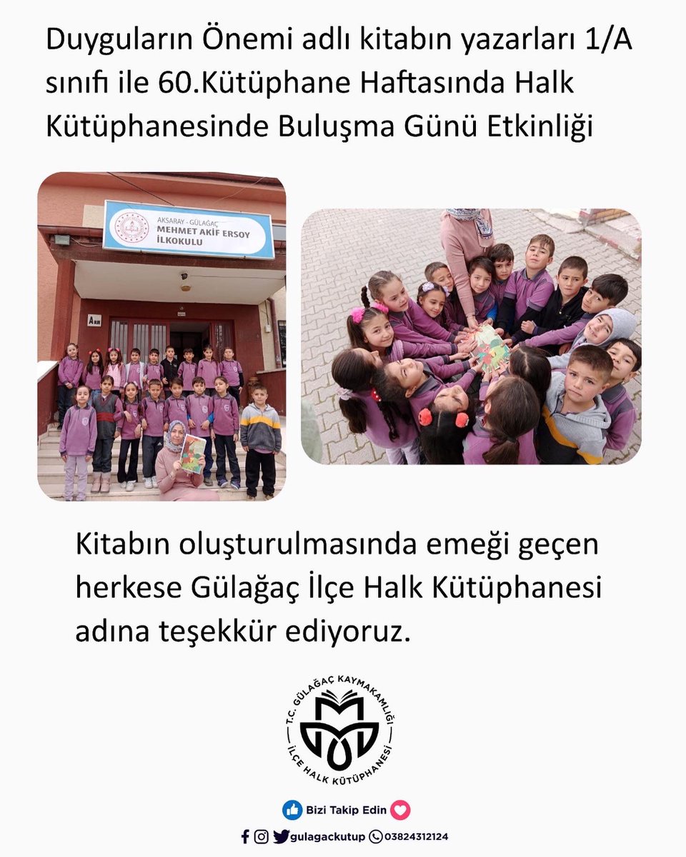 Kütüphane promosyon ürünlerimizin (çantamız, kitap ayracı) ve hediye kitaplarımızın ziyaretçilerimize takdimi.
Okul Md. Sn. Kemal Aydoğdu ve Sınıf Öğretmenimiz Sn. Müşerref Çakmak’ a 60. Kütüphane Haftası kutlamalarımıza desteklerinden ötürü çok teşekkür ederiz.
#etkinkütüphane