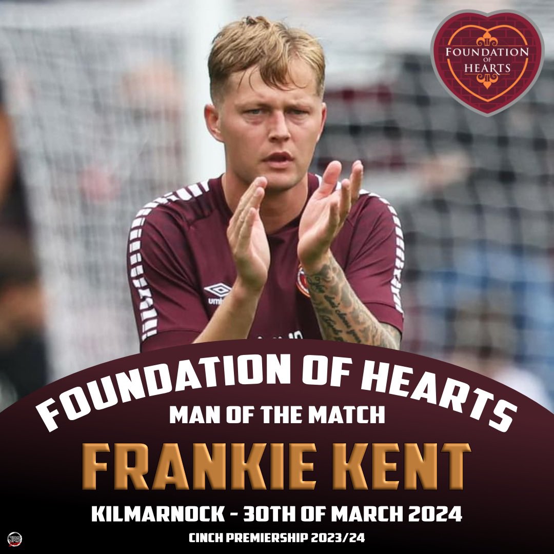 Congratulations to @frankiejkent who picks up his 3rd FoH MotM of the season. This one on @bighearts day. If you’ve not already, you still have time to support OUR official charity. bighearts.enthuse.com/cf/bhd24 #notjustafootballclub #prideofedinburgh