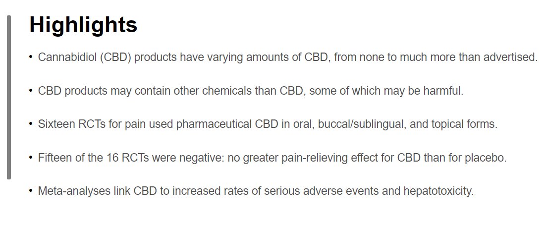 Cannabidiol (CBD) Products for Pain: Ineffective, Expensive, and With Potential Harms @AndrewMoorepain, Sebastian Straube, @EmmaFisher1 @Chris_Eccleston 🔎jpain.org/article/S1526-…