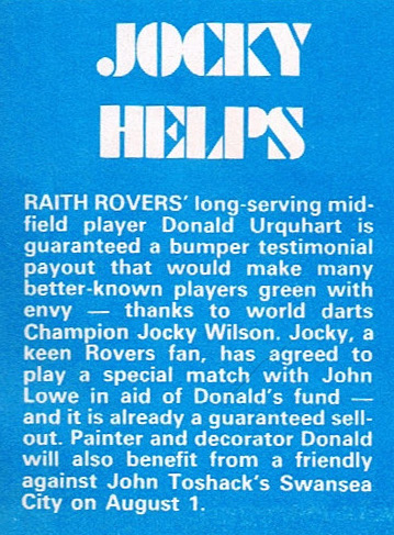 Jocky Helps #JockyWilson #DonaldUrquhart #RaithRovers #Shoot! 1982-05-29