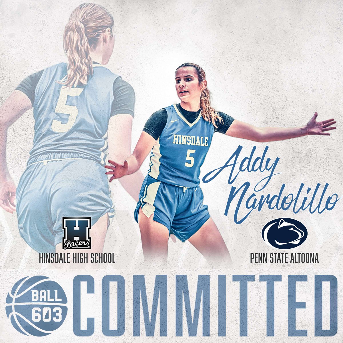 Upon graduating from Hinsdale HS this spring, Addy Nardolillo will continue her basketball career at Penn State Altoona in Altoona, Pa. A 2X 2nd Team All-State pick, Addy will study Pre-Medicine while playing for the Division III Lions. #Ball603committed @PSAltoonaLions @HNHSD