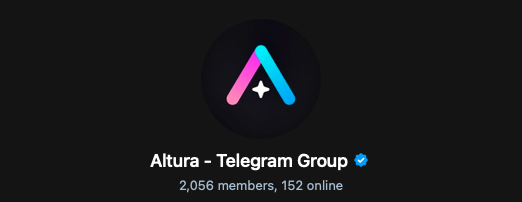 Officially official, on Telegram that is ✅ As always, be sure to double check your links and only use official links from Altura's accounts. When in doubt, look for a verified check 🔒 Join now: t.me/AlturaGaming