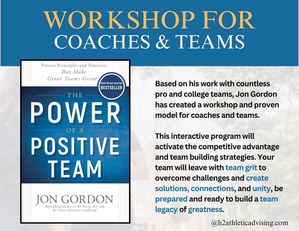 Do you want a unified team that creates solutions and connections?

I am now scheduling workshops for teams and organizations for the summer and fall. Leave a legacy of greatness. Contact me at heather@h2athleticadvising.com or @h2athleticadvising.com

 #PositiveLeadership